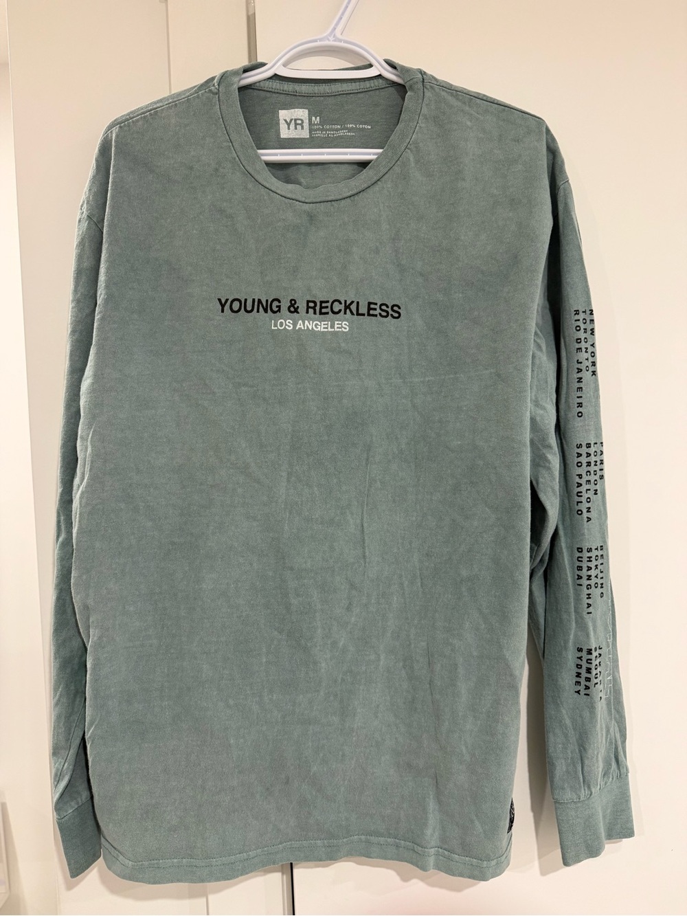 Young & Reckless Sage Green Logo Long Sleeve Tee
